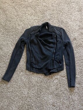 Womens Black Asymmetrical Zip Jacket